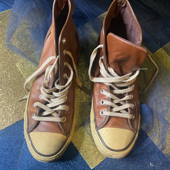CONVERSE LTHR VTG WARM COGNAC Sneakers FLAWED RARE - Picture 2 of 16